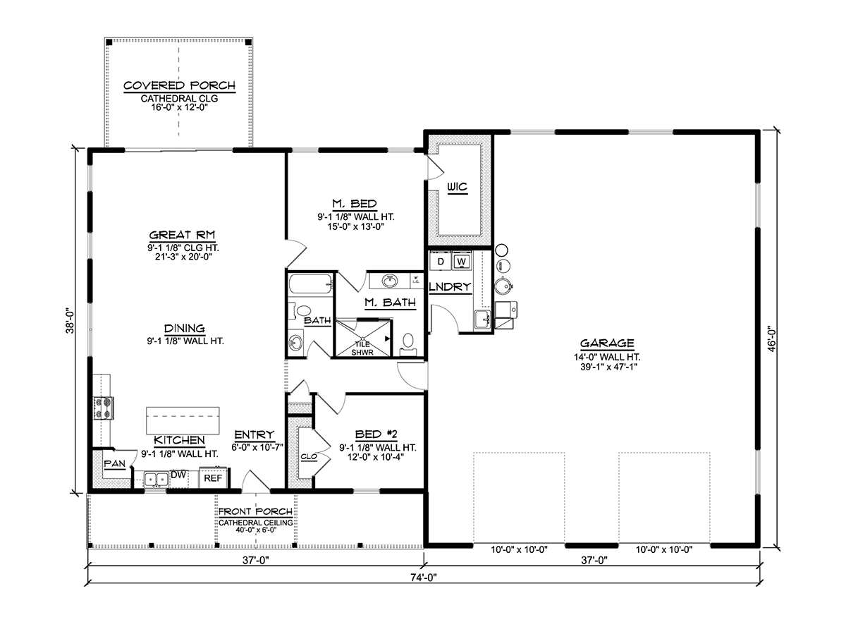 Barndominium Level One of Plan 41887
