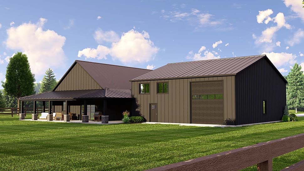 Barndominium Plan with 2050 Sq. Ft., 3 Bedrooms, 2 Bathrooms, 3 Car Garage Picture 5