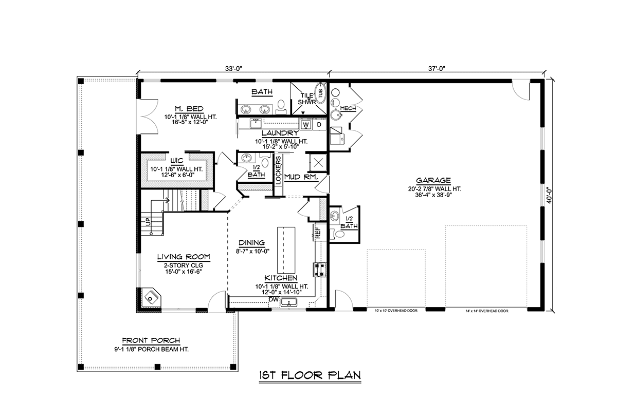 Barndominium Level One of Plan 41891