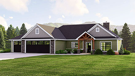 Country Craftsman Traditional Elevation of Plan 41892