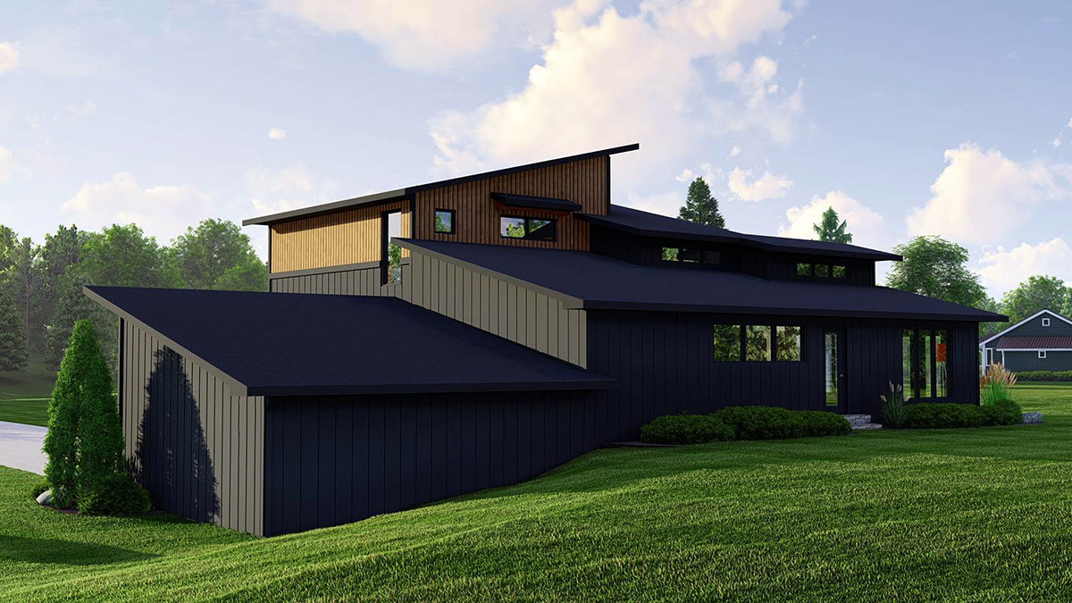 Modern Plan with 2230 Sq. Ft., 3 Bedrooms, 3 Bathrooms, 2 Car Garage Rear Elevation