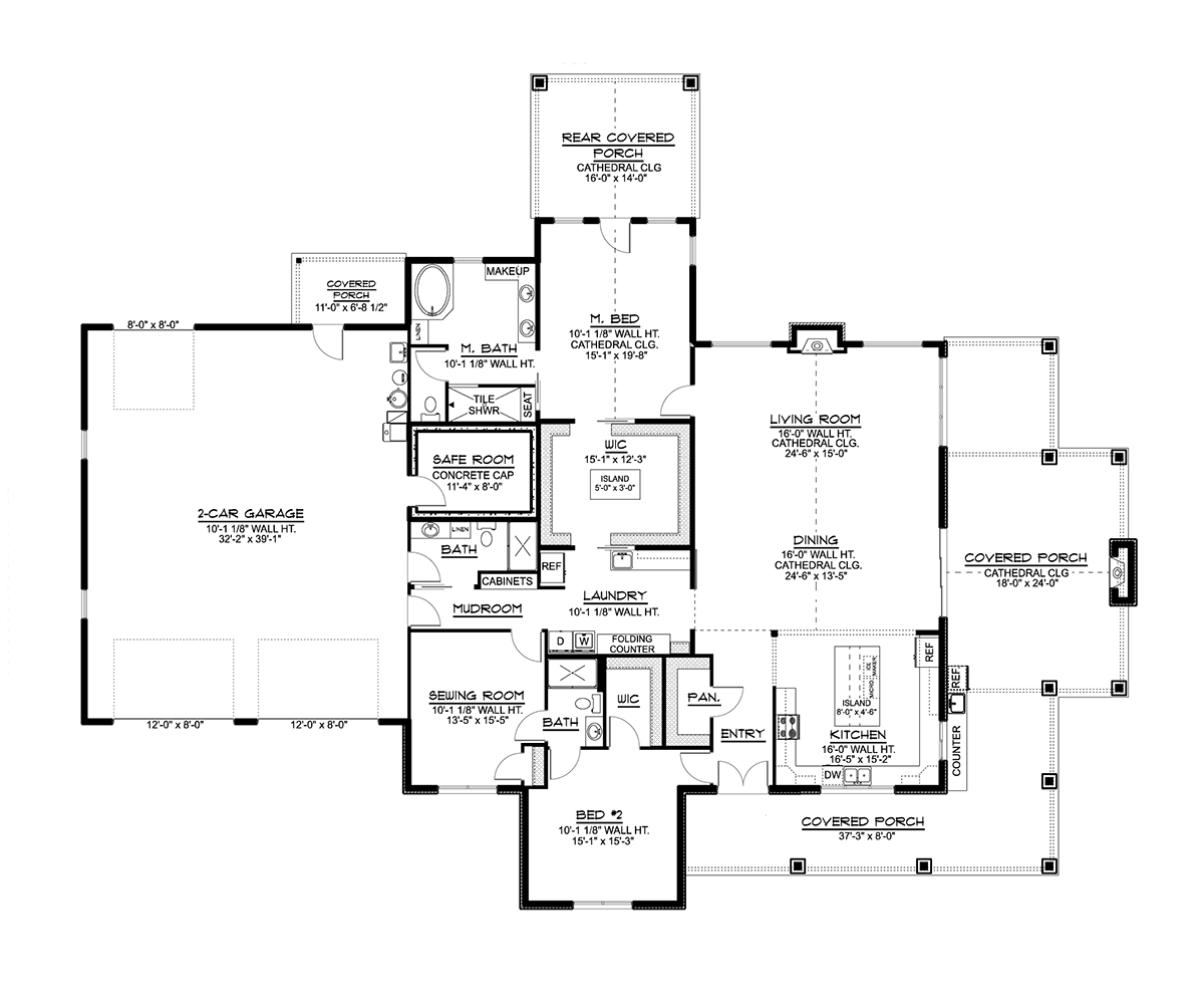 Barndominium Level One of Plan 41898