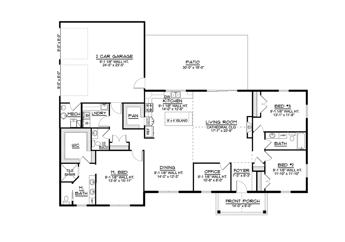 Barndominium Craftsman Ranch Level One of Plan 41899