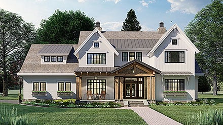 Farmhouse House Plan 41901 with 4 Beds, 4 Baths, 2 Car Garage