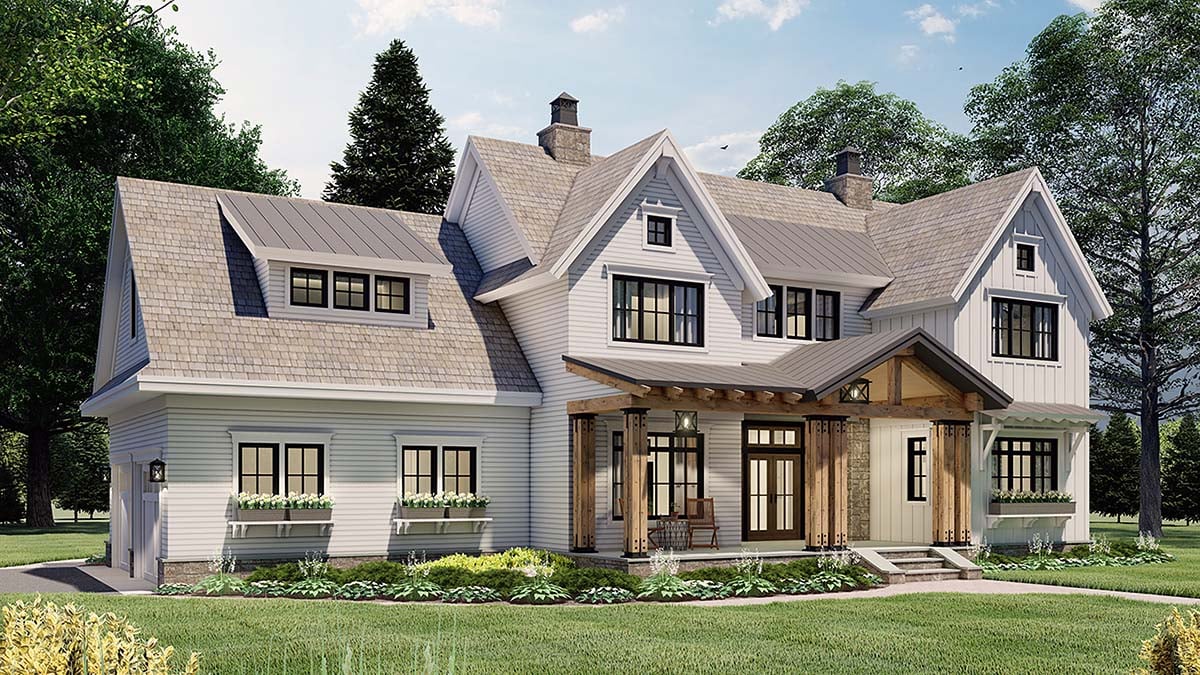 Farmhouse Plan with 2925 Sq. Ft., 4 Bedrooms, 4 Bathrooms, 2 Car Garage Picture 3