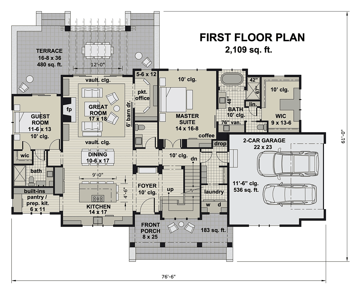 Farmhouse Level One of Plan 41902