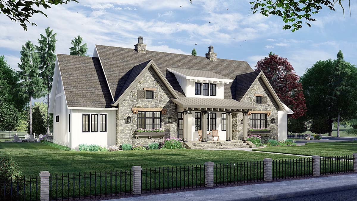 Farmhouse Plan with 2655 Sq. Ft., 4 Bedrooms, 4 Bathrooms, 2 Car Garage Picture 3