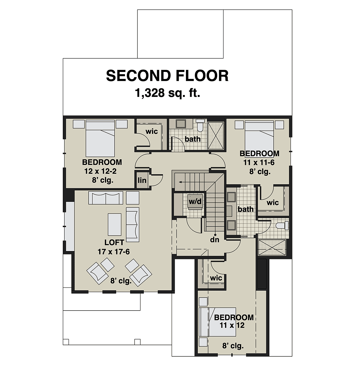 Farmhouse New American Style Level Two of Plan 41904