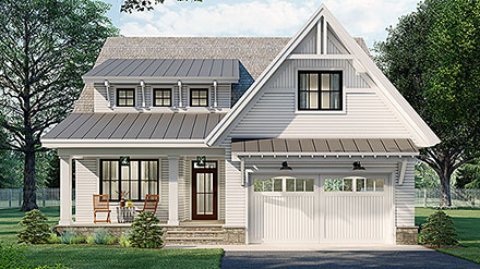 Farmhouse, New American Style House Plan 41904 with 4 Beds, 4 Baths, 2 Car Garage