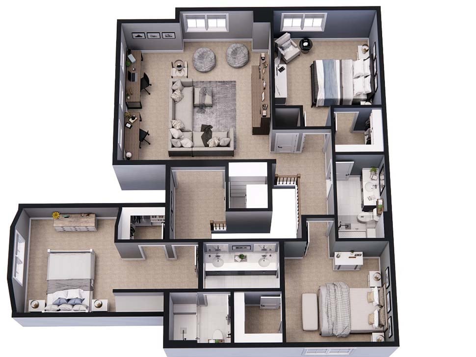 Farmhouse, New American Style Plan with 2889 Sq. Ft., 4 Bedrooms, 4 Bathrooms, 2 Car Garage Picture 12