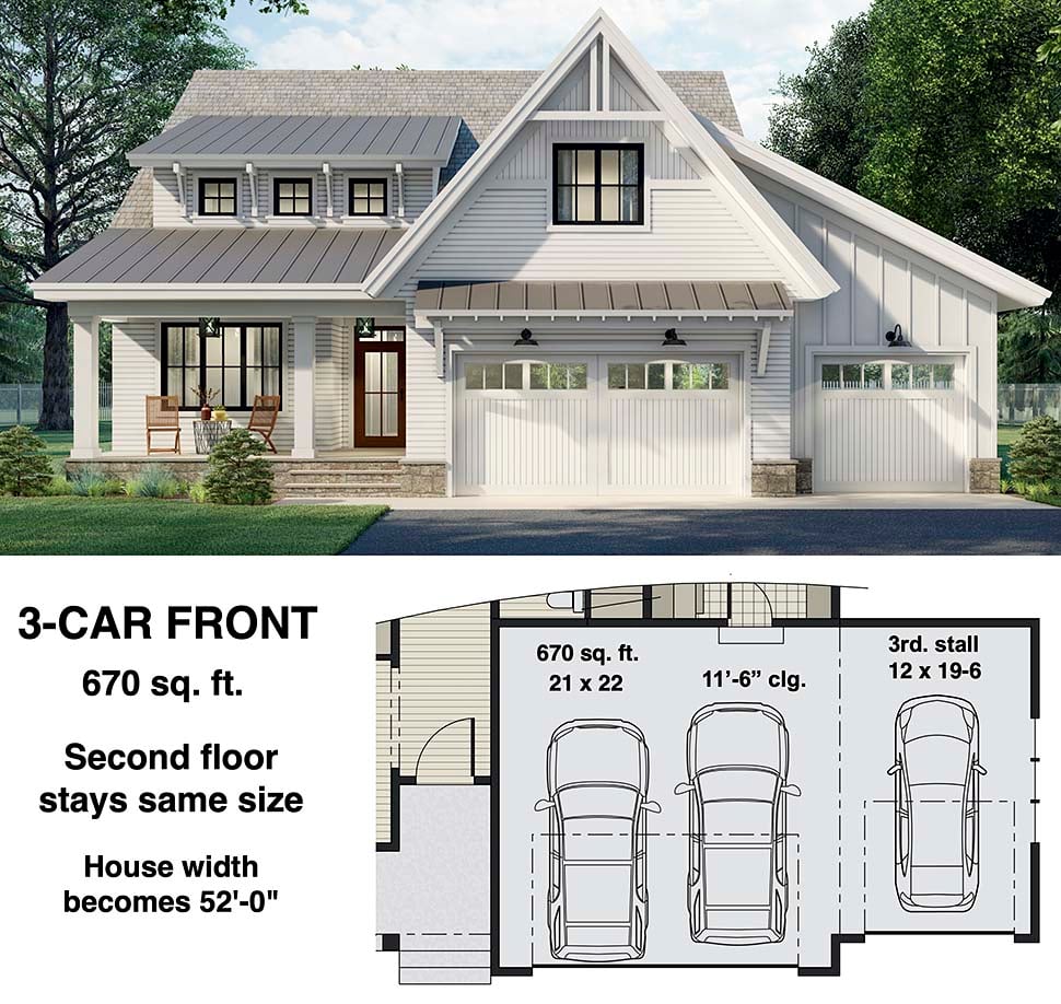 Farmhouse, New American Style Plan with 2889 Sq. Ft., 4 Bedrooms, 4 Bathrooms, 2 Car Garage Picture 8