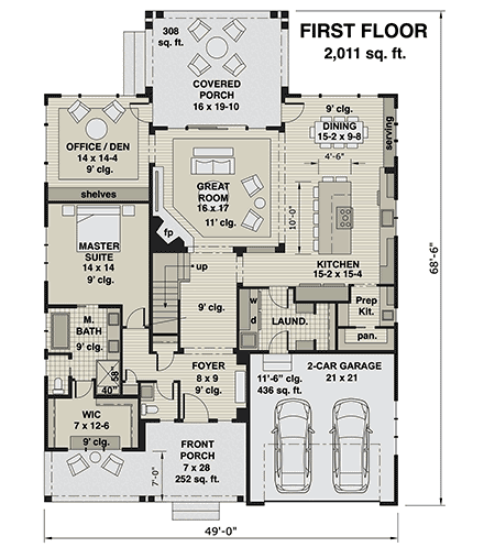 House Plan 41906 First Level Plan