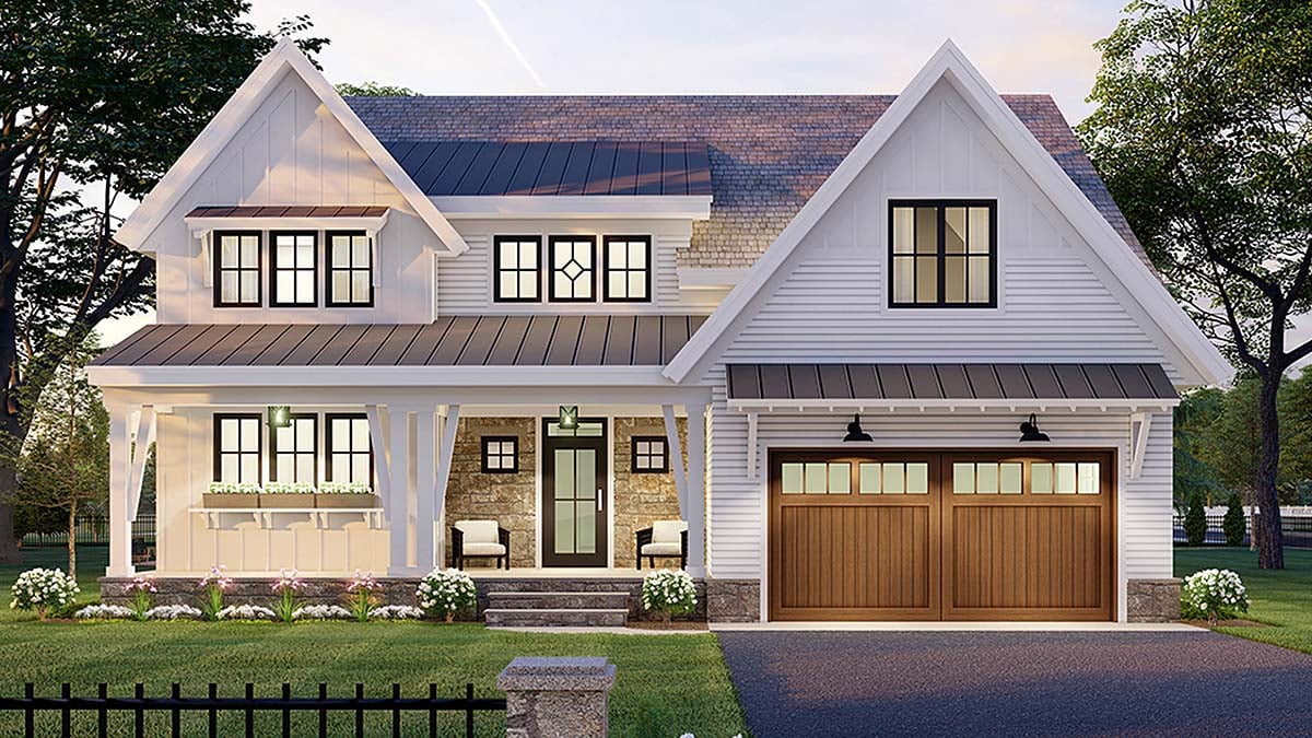 Farmhouse Plan with 2657 Sq. Ft., 3 Bedrooms, 3 Bathrooms, 2 Car Garage Elevation