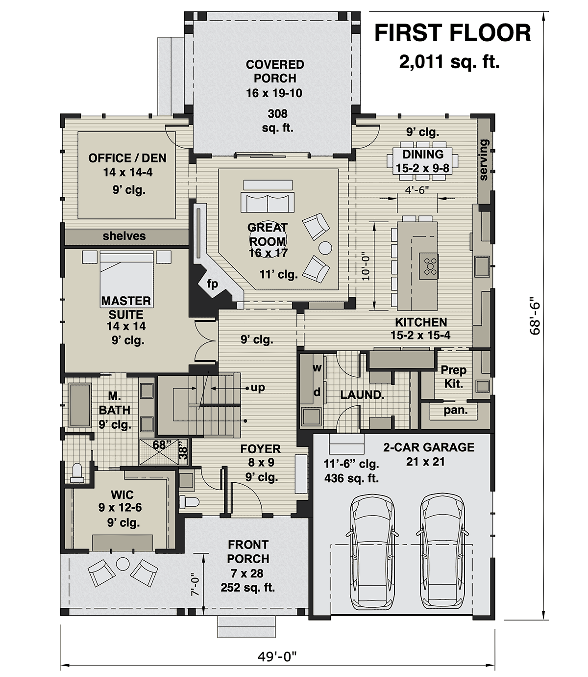 Farmhouse Level One of Plan 41907