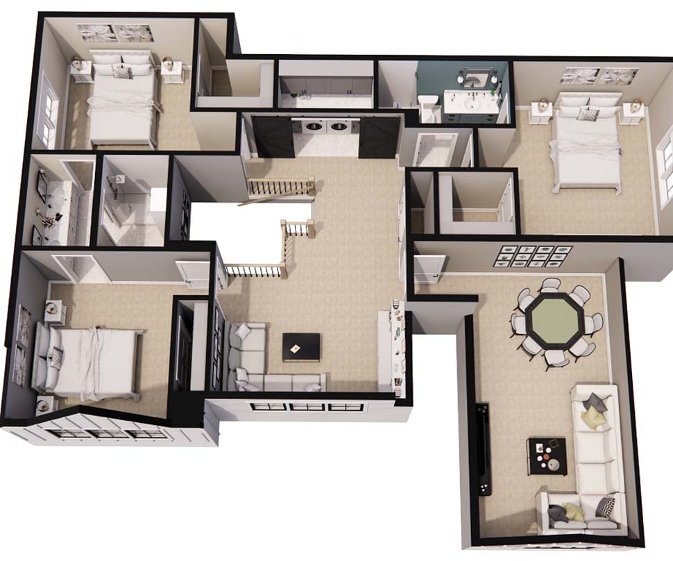 Farmhouse Plan with 3146 Sq. Ft., 4 Bedrooms, 4 Bathrooms, 2 Car Garage Picture 9