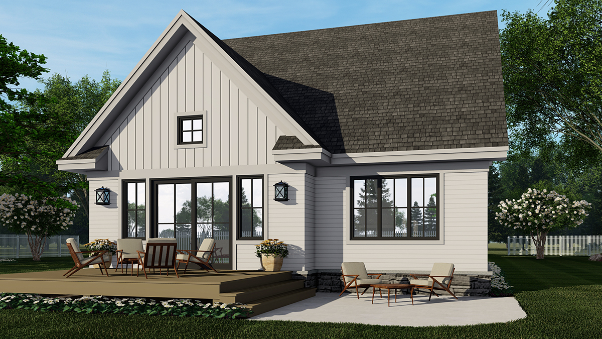 Farmhouse Plan with 2870 Sq. Ft., 4 Bedrooms, 3 Bathrooms, 2 Car Garage Rear Elevation