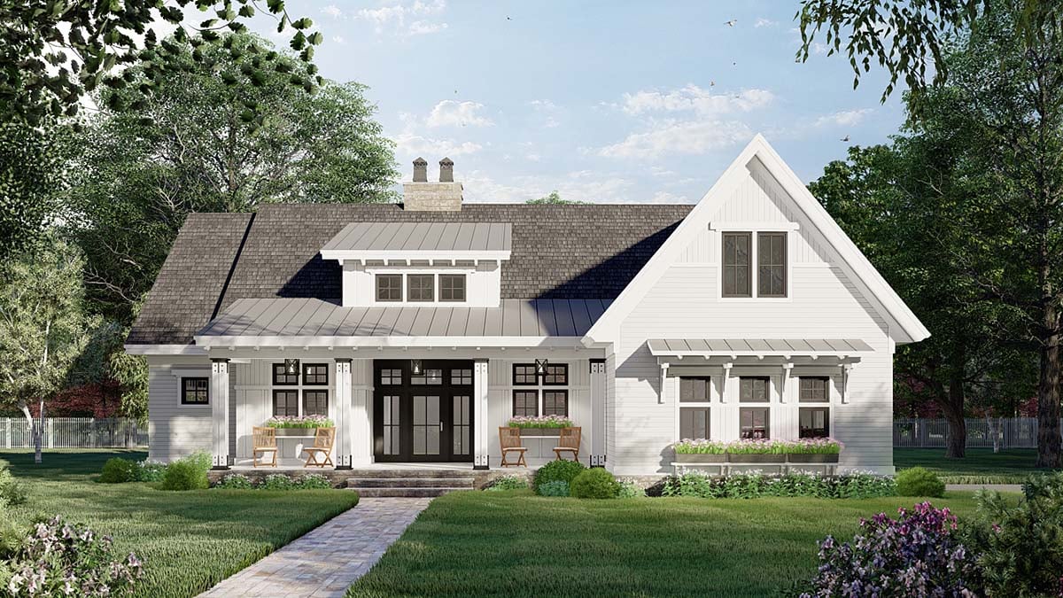 Farmhouse Plan with 2112 Sq. Ft., 3 Bedrooms, 2 Bathrooms, 2 Car Garage Elevation