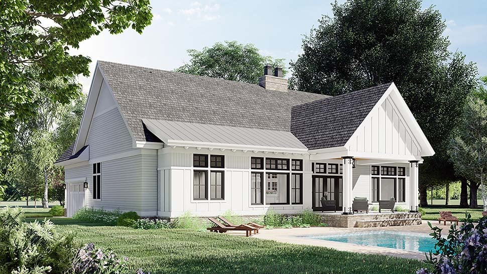 Farmhouse Plan with 2112 Sq. Ft., 3 Bedrooms, 2 Bathrooms, 2 Car Garage Picture 4