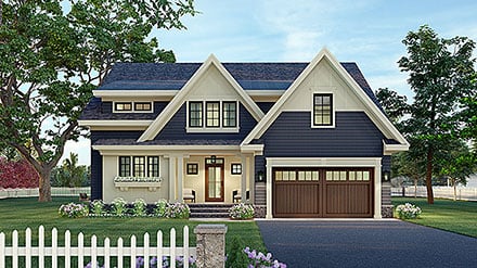 Farmhouse House Plan 41912 with 3 Beds, 3 Baths, 2 Car Garage