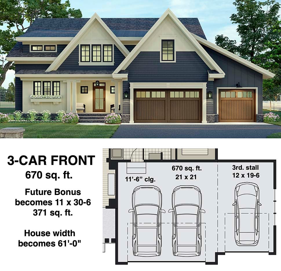 Farmhouse Plan with 2801 Sq. Ft., 3 Bedrooms, 3 Bathrooms, 2 Car Garage Picture 7