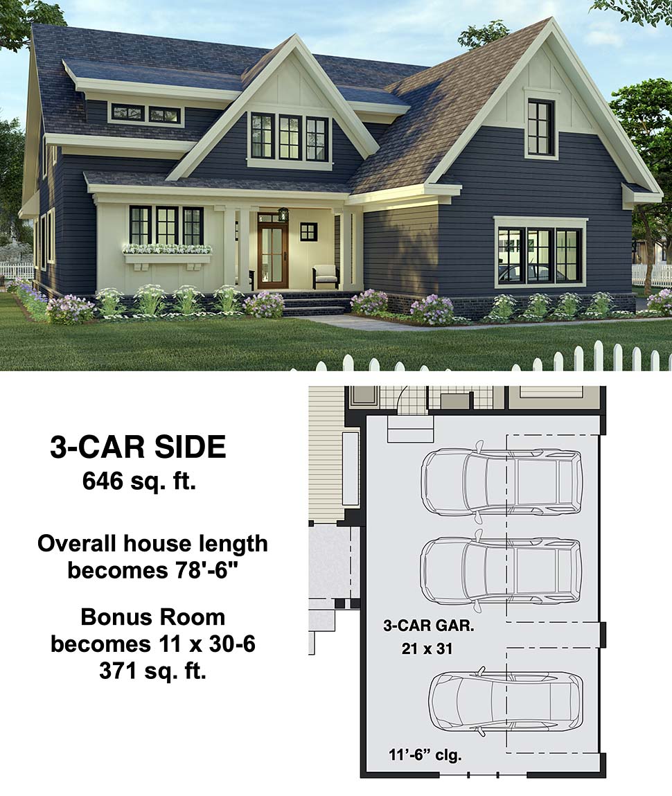 Farmhouse Plan with 3249 Sq. Ft., 4 Bedrooms, 4 Bathrooms, 2 Car Garage Picture 8