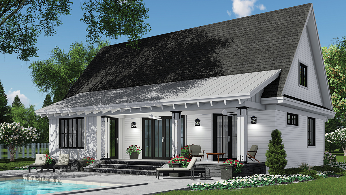 Country Craftsman Farmhouse Traditional Rear Elevation of Plan 41914