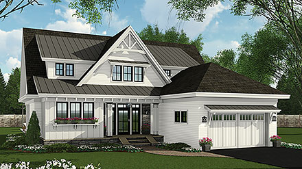 Country Craftsman Farmhouse Elevation of Plan 41916