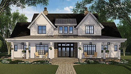 Country, Farmhouse, New American Style House Plan 41917 with 4 Beds, 5 Baths, 3 Car Garage