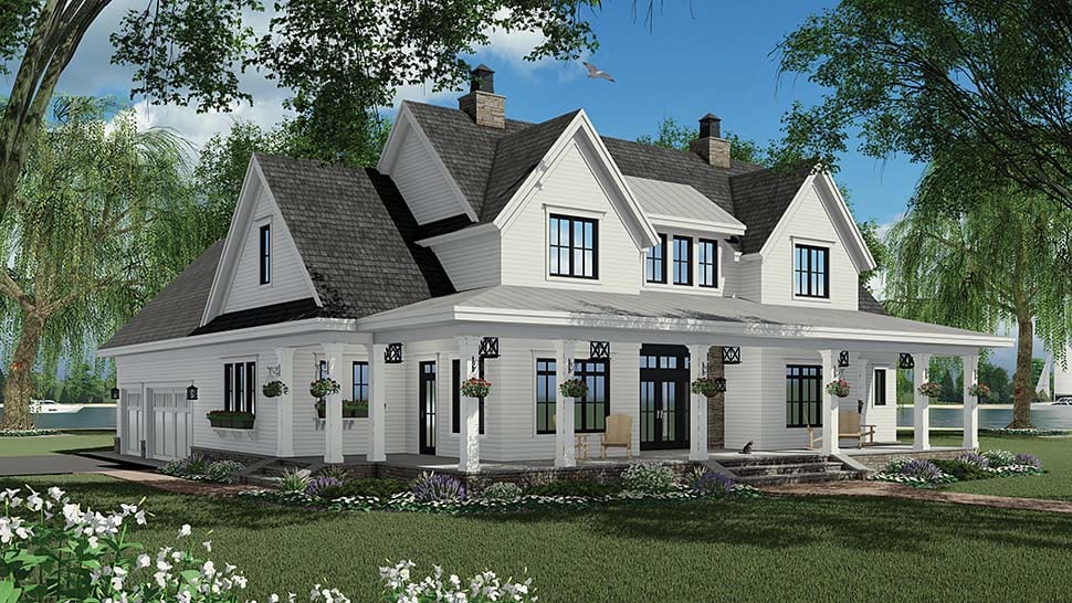 Country, Farmhouse, New American Style Plan with 2570 Sq. Ft., 3 Bedrooms, 4 Bathrooms, 3 Car Garage Picture 4