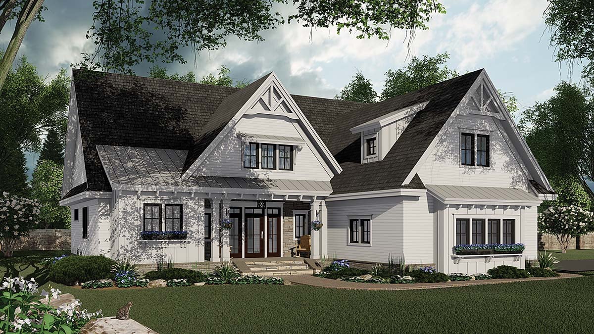 Country, Farmhouse, New American Style Plan with 2046 Sq. Ft., 3 Bedrooms, 3 Bathrooms, 2 Car Garage Elevation