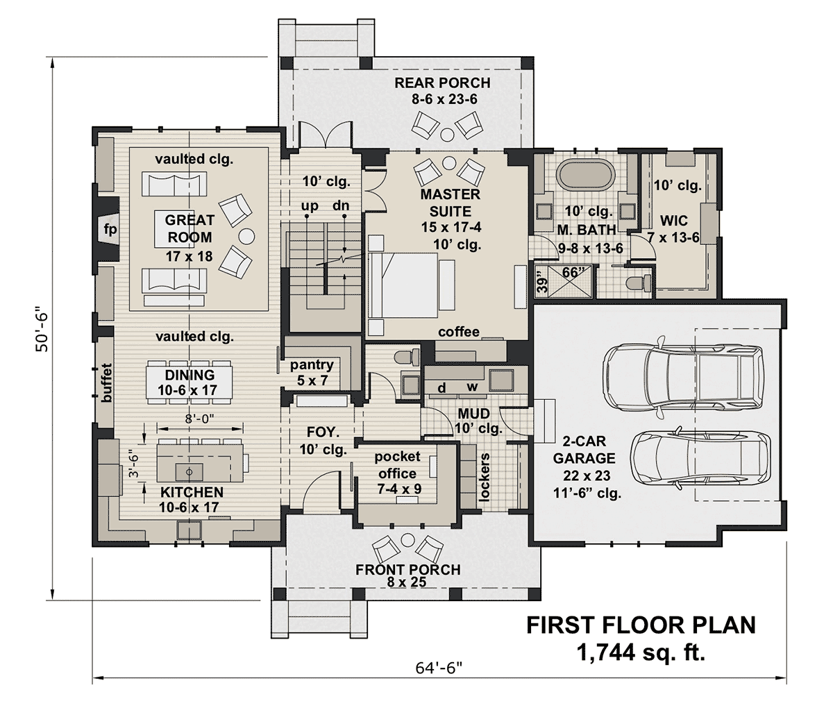 Country Farmhouse Traditional Level One of Plan 41920
