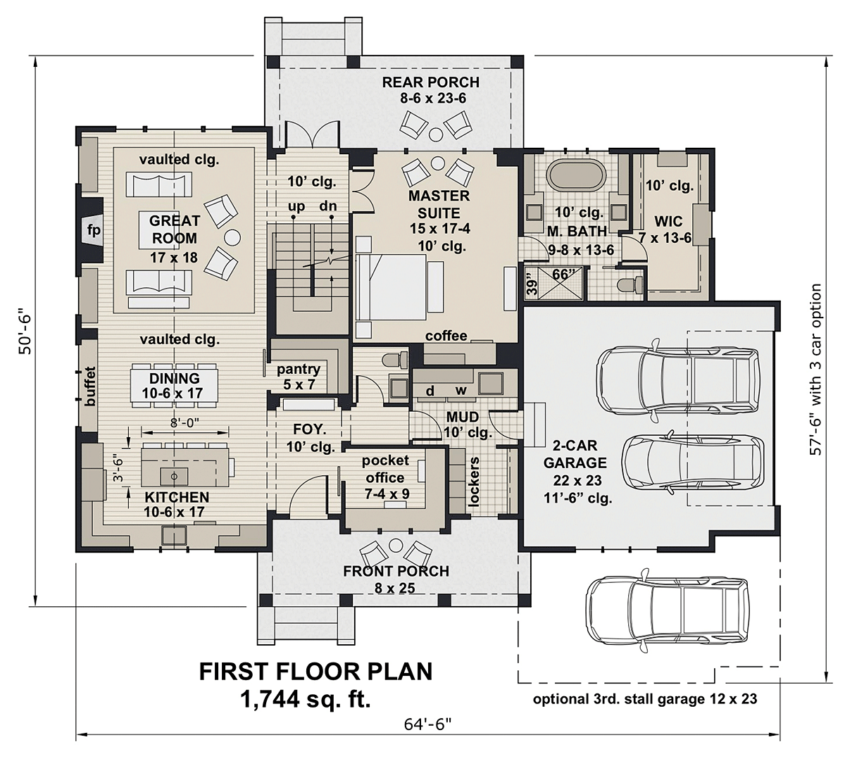Country Farmhouse Traditional Alternate Level One of Plan 41920