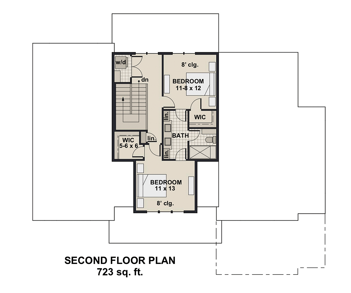 Country Farmhouse Traditional Alternate Level Two of Plan 41920