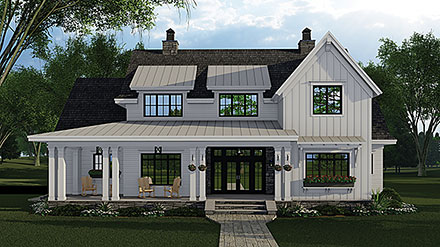 Country Farmhouse Southern Traditional Elevation of Plan 41921