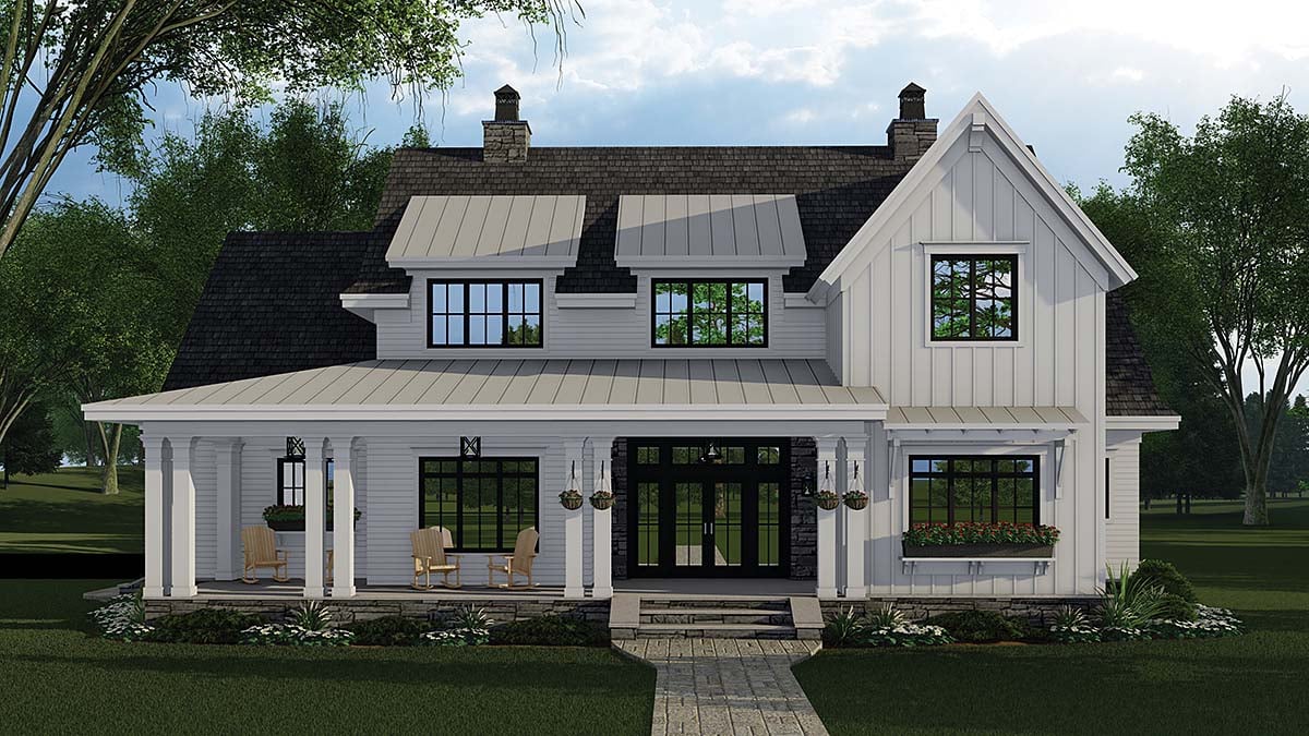 Country, Farmhouse, Southern, Traditional Plan with 2913 Sq. Ft., 4 Bedrooms, 5 Bathrooms, 3 Car Garage Elevation