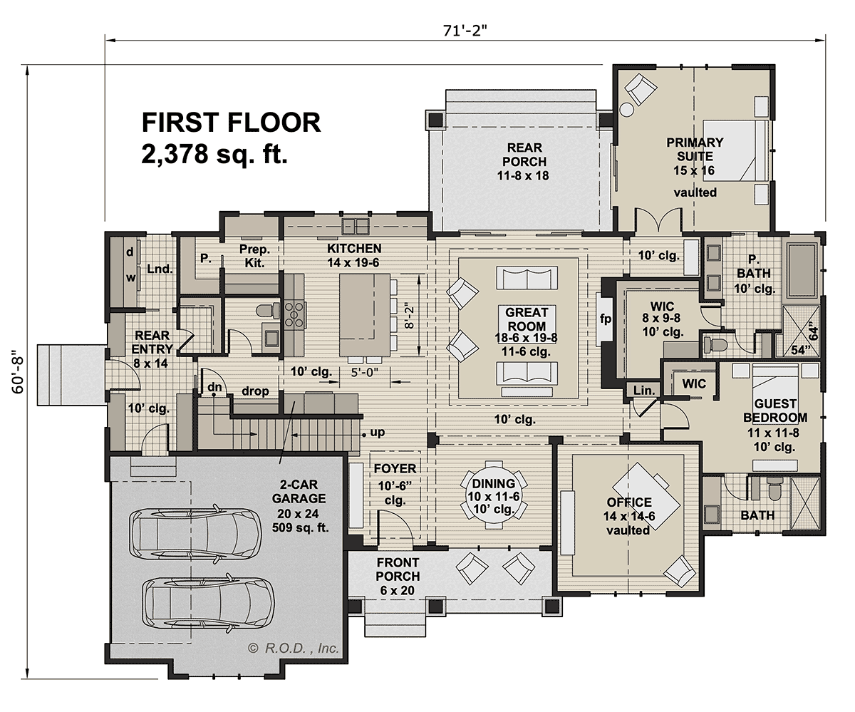 Country Craftsman Farmhouse Level One of Plan 41924