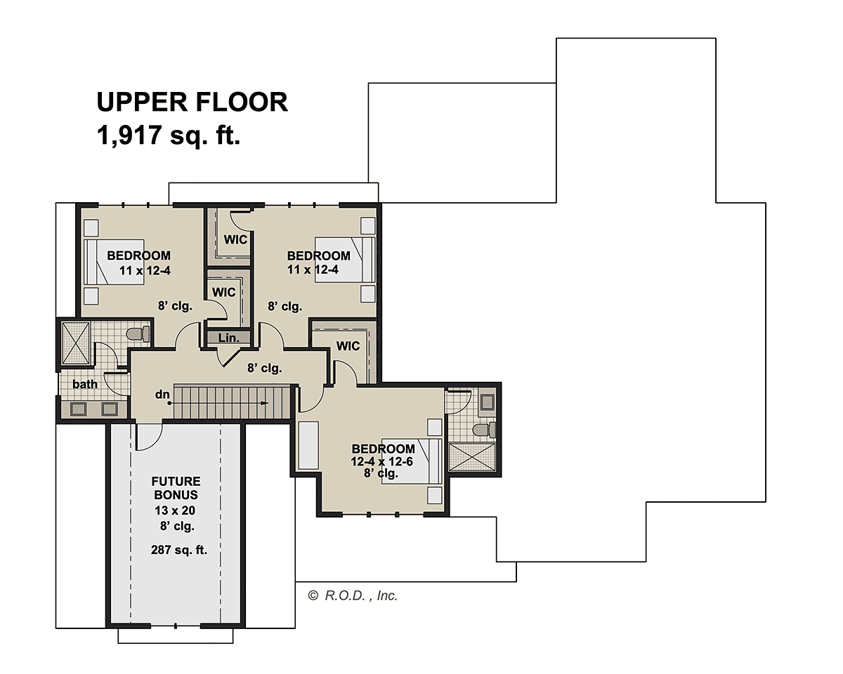 Country Craftsman Farmhouse Level Two of Plan 41924