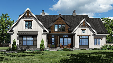 Country Craftsman Farmhouse Elevation of Plan 41924