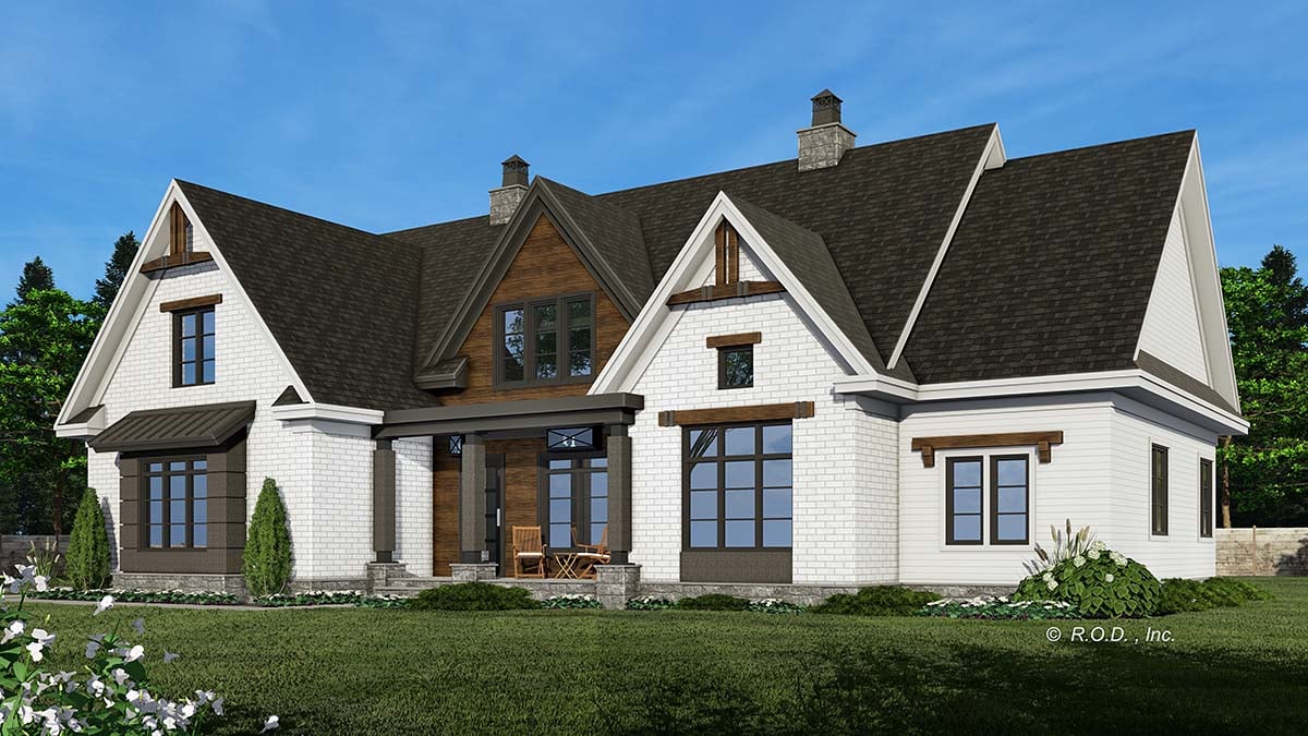Country, Craftsman, Farmhouse Plan with 3295 Sq. Ft., 5 Bedrooms, 5 Bathrooms, 2 Car Garage Picture 2