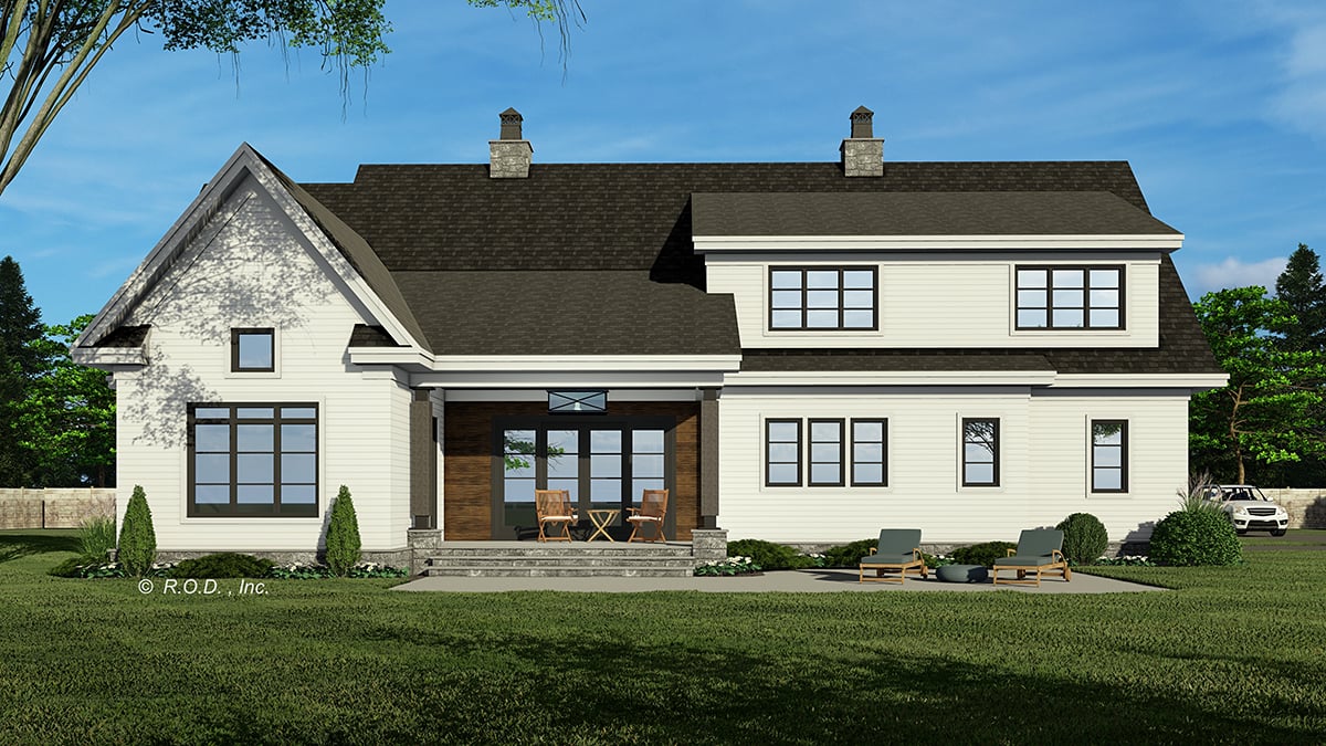 Country Craftsman Farmhouse Rear Elevation of Plan 41924