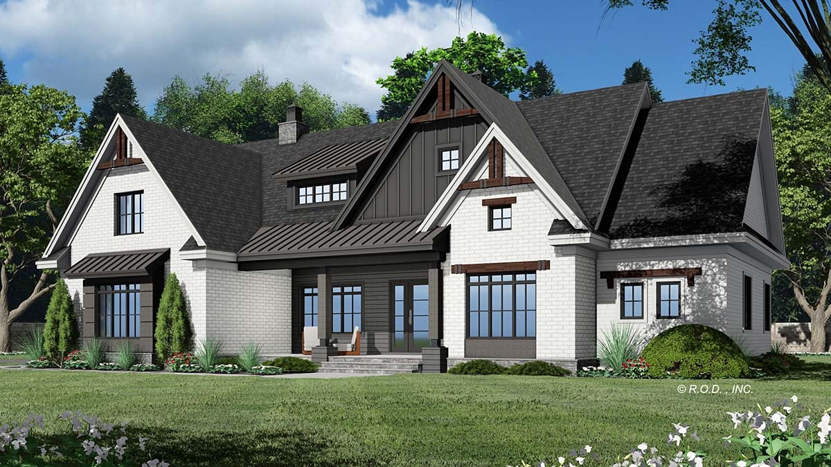 Craftsman, Farmhouse Plan with 2425 Sq. Ft., 4 Bedrooms, 3 Bathrooms, 2 Car Garage Picture 2