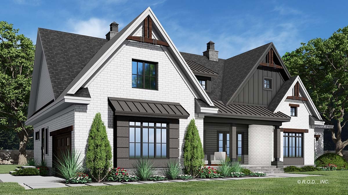 Craftsman, Farmhouse Plan with 2425 Sq. Ft., 4 Bedrooms, 3 Bathrooms, 2 Car Garage Picture 3