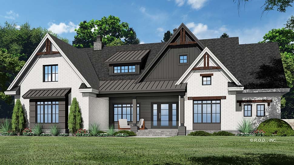 Craftsman, Farmhouse Plan with 2425 Sq. Ft., 4 Bedrooms, 3 Bathrooms, 2 Car Garage Picture 4