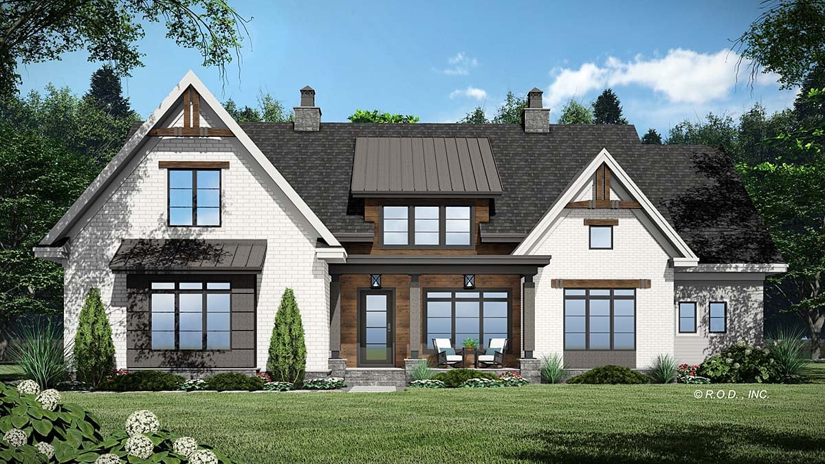 Farmhouse Plan with 2336 Sq. Ft., 4 Bedrooms, 3 Bathrooms, 2 Car Garage Elevation