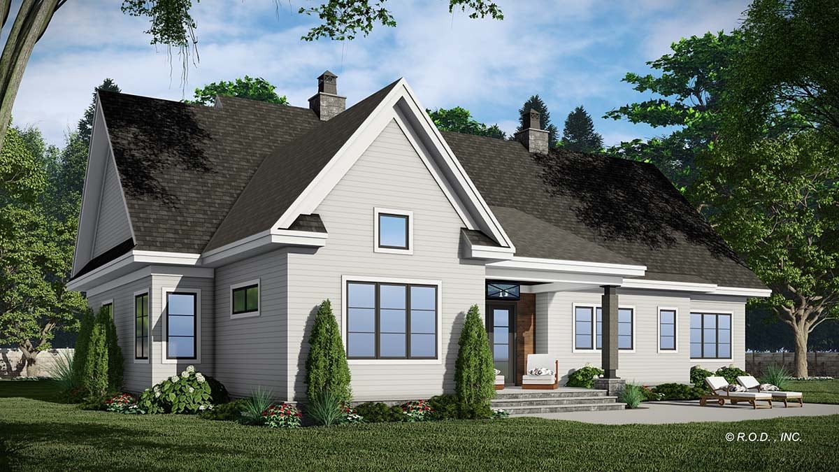 Farmhouse Plan with 2336 Sq. Ft., 4 Bedrooms, 3 Bathrooms, 2 Car Garage Picture 2