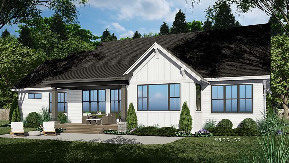 Country, Traditional Plan with 2600 Sq. Ft., 2 Bedrooms, 2 Bathrooms, 3 Car Garage Picture 2