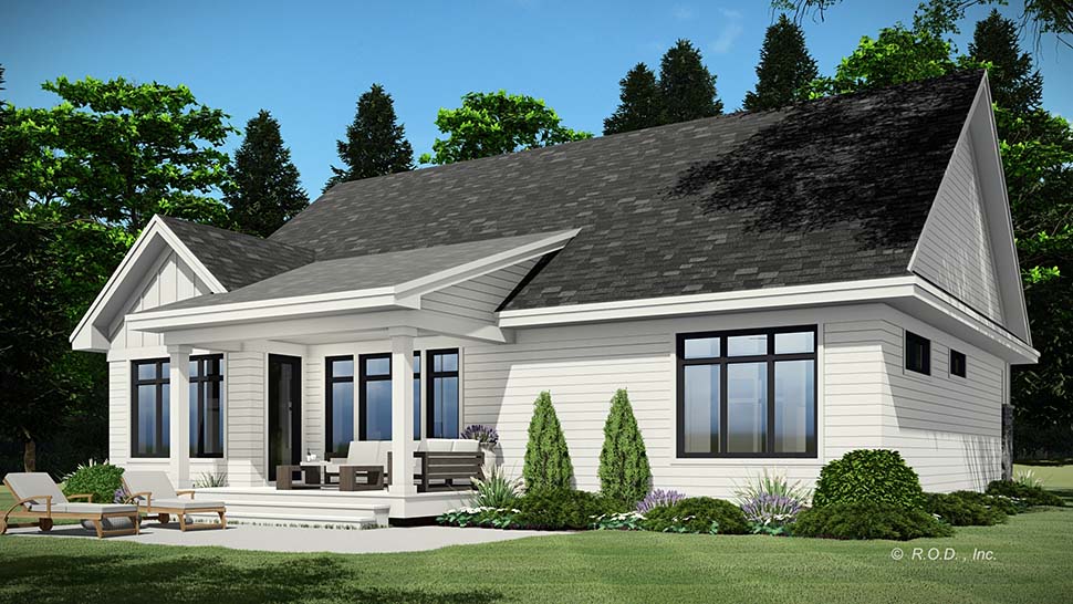 Contemporary, Farmhouse Plan with 1684 Sq. Ft., 2 Bedrooms, 2 Bathrooms, 2 Car Garage Picture 4
