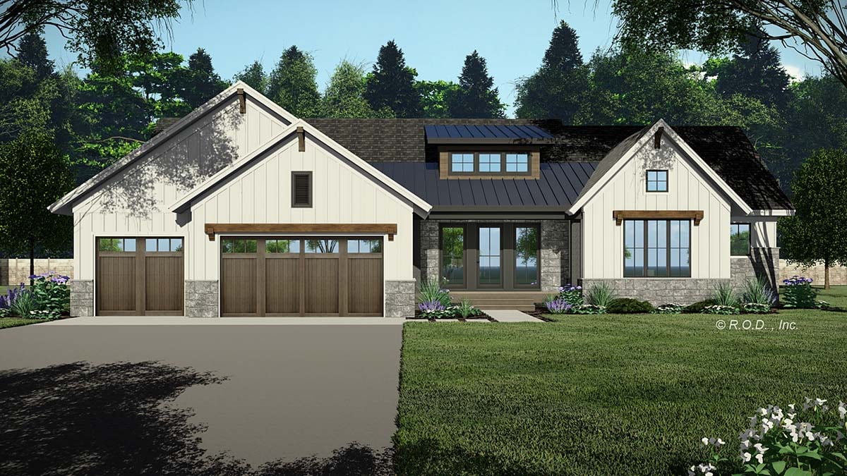 Country, Traditional Plan with 2554 Sq. Ft., 2 Bedrooms, 2 Bathrooms, 3 Car Garage Picture 2