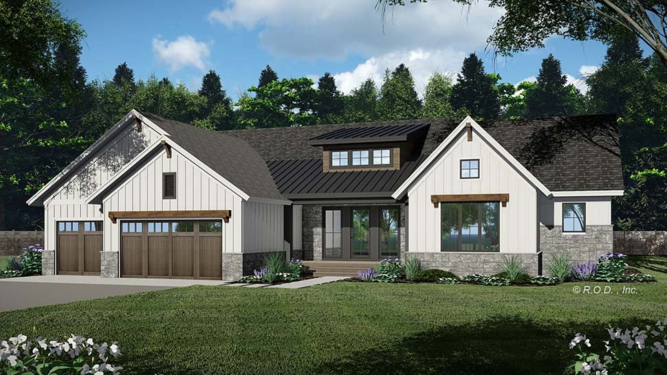 Country, Traditional Plan with 2554 Sq. Ft., 2 Bedrooms, 2 Bathrooms, 3 Car Garage Picture 3