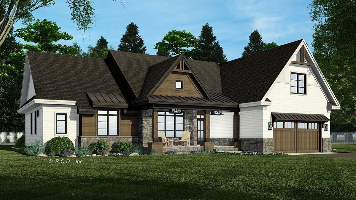 Country, Craftsman, Traditional Plan with 2286 Sq. Ft., 4 Bedrooms, 4 Bathrooms, 2 Car Garage Picture 3